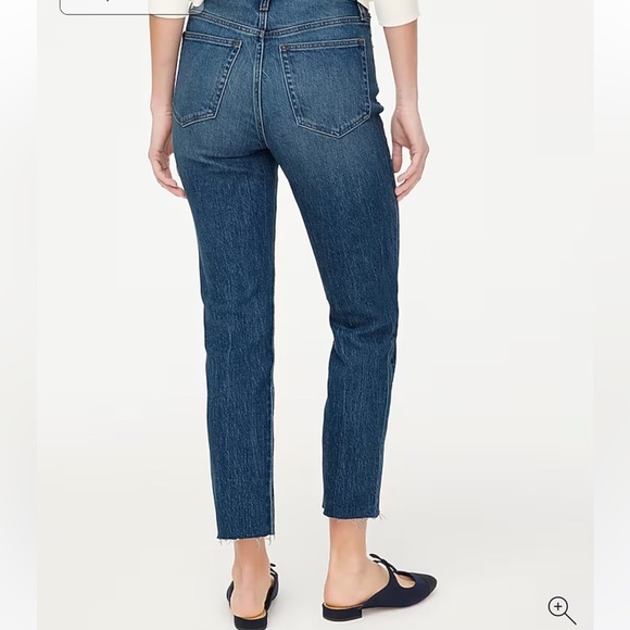 J Crew essential straight high rise dark wash raw hem jeans size 29 new - Picture 2 of 12